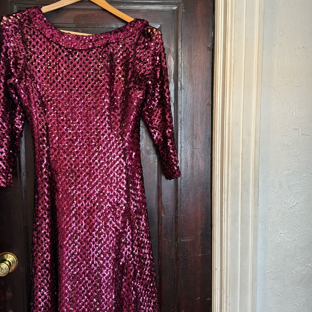 Gorgeous vintage sequined burgundy dress.